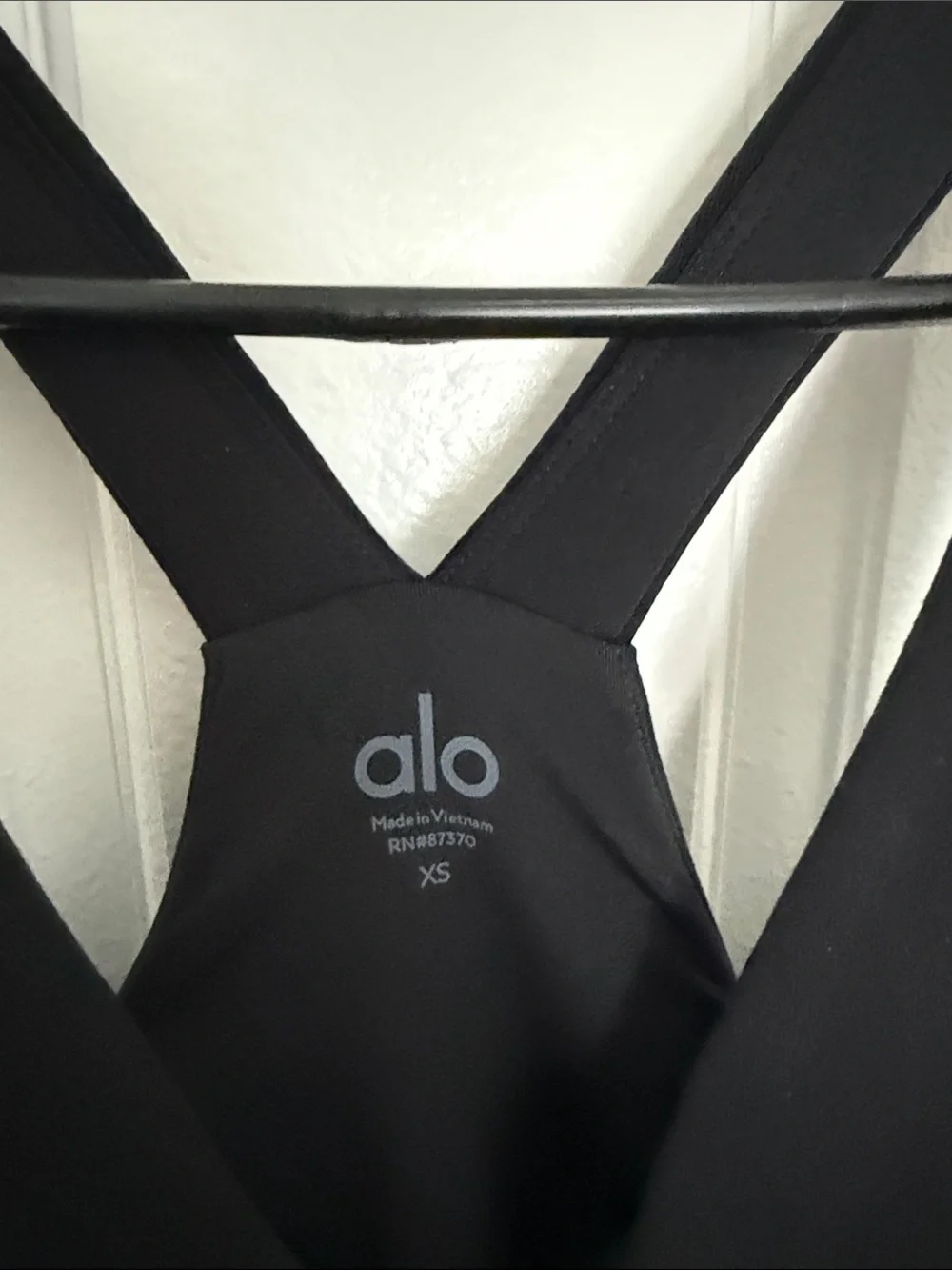 ALO Yoga Black V‑Neck Cross‑Back Mini Dress